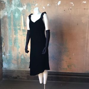 Vintage layered hem black velvet dress